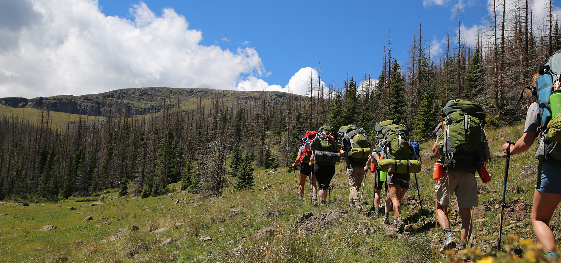 Backpackers travel the Continental Divide Trail in Colorado