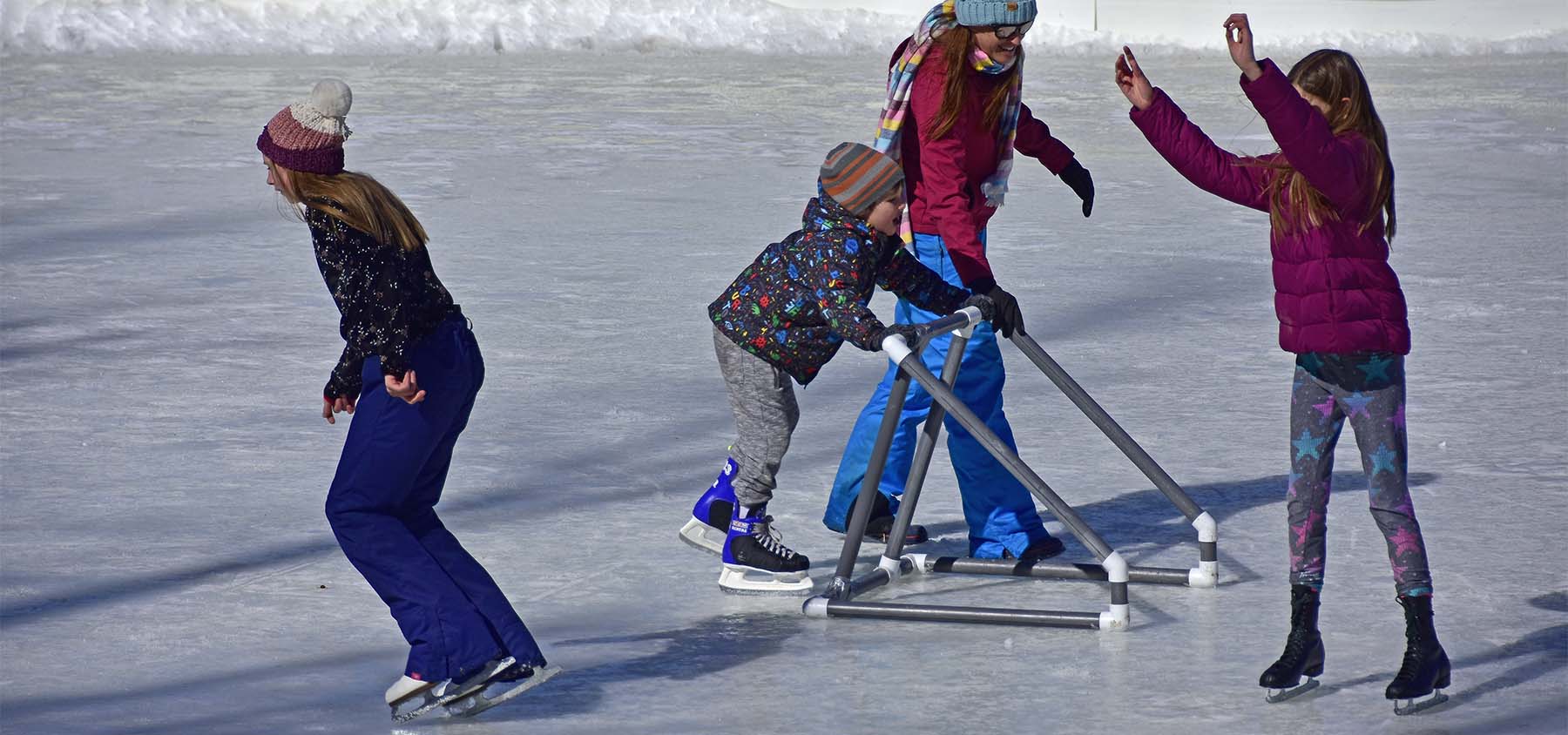 Kids and Adults at Rickle Park Ice skating